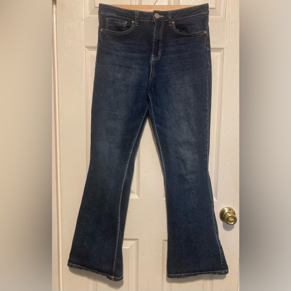 EUC YMI size 11/30 5 pocket blue denim flare jeans
